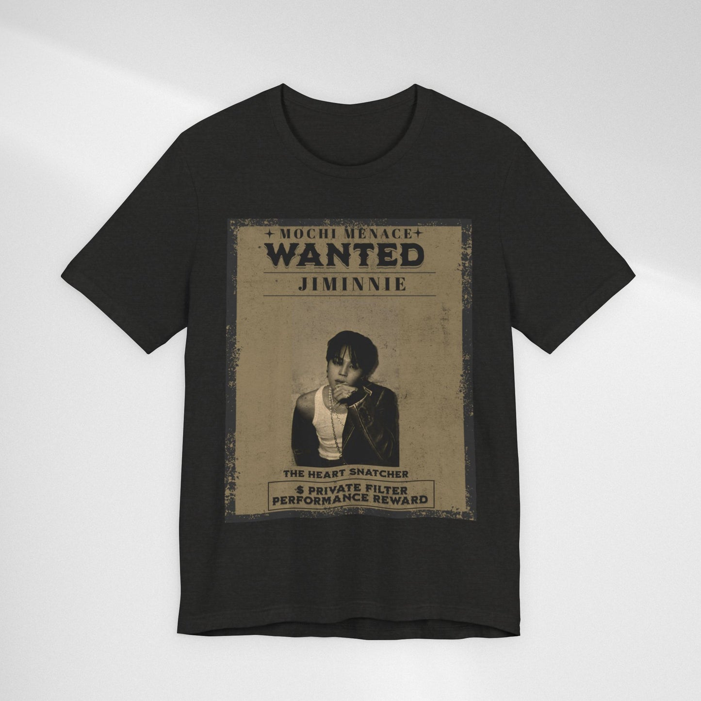JIMIN Wanted Poster Graphic Tee — 'Mischief Menace' Vintage Style