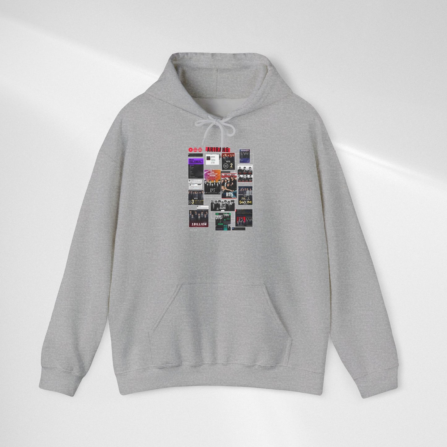 BTS ARIRANG Band Poster Collage Hoodie — Vintage Gig Tour Graphic Sweatshirt