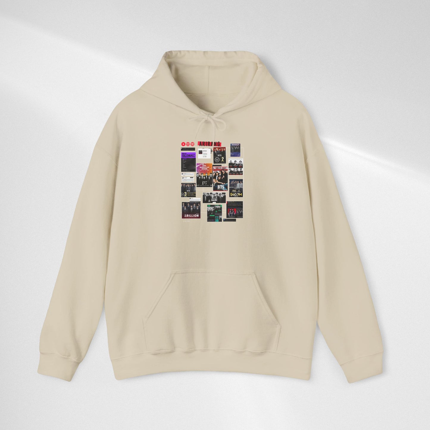 BTS ARIRANG Band Poster Collage Hoodie — Vintage Gig Tour Graphic Sweatshirt
