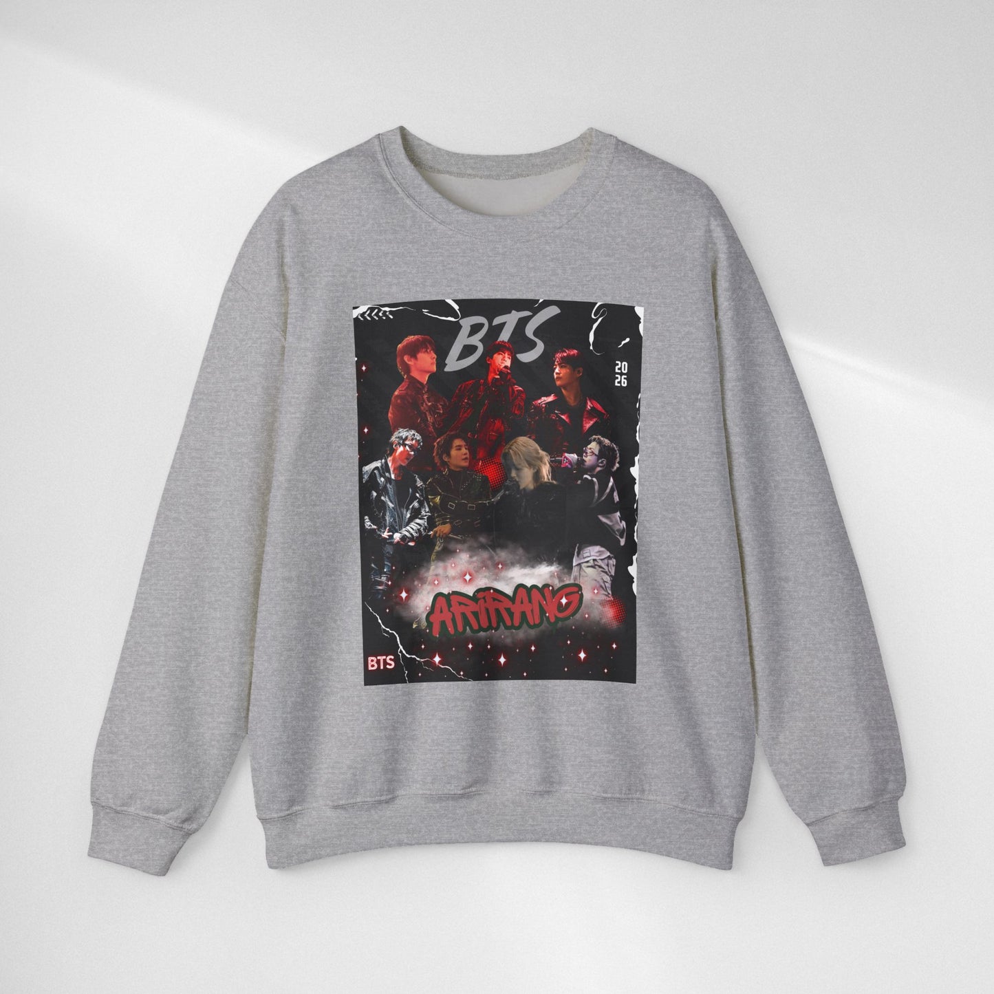 BTS Graphic Crewneck Sweatshirt – Red & Black Band Photo Design