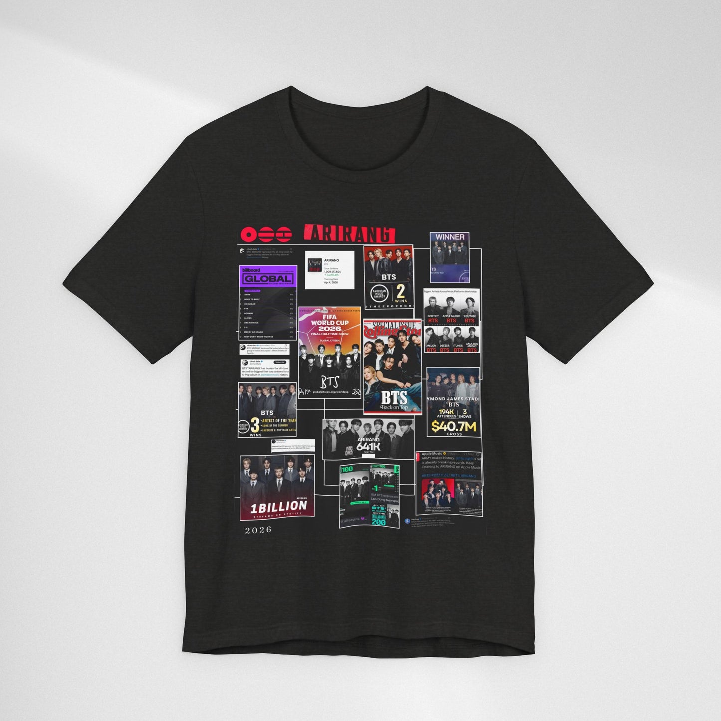 BTS  ARIRANG Collage Graphic Tee — K‑Pop Fan Tribute Shirt