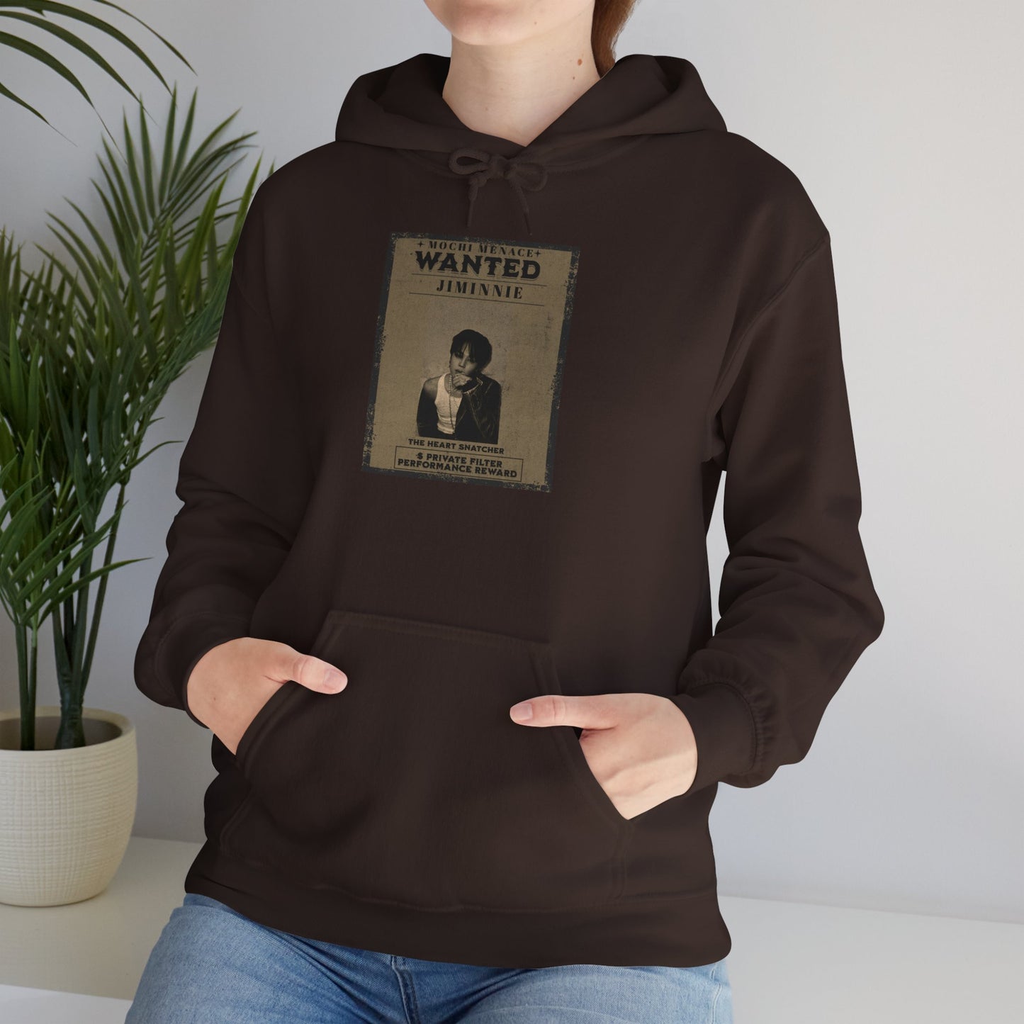 JIMIN Wanted Poster Hoodie — Vintage Photo "Wanted" Graphic Sweatshirt