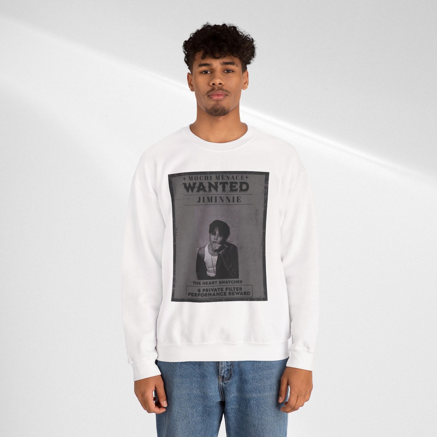 Wanted Poster Crewneck Sweatshirt – 'Wanted Jiminie' Vintage K-Pop Graphic