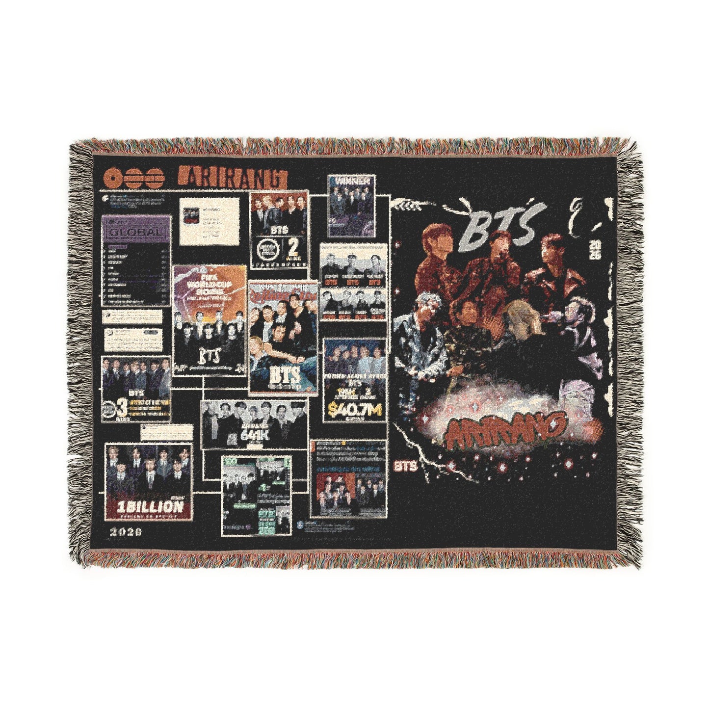 BTS Collage Woven Blanket — K‑Pop Fan Throw for Bedroom & Living Room