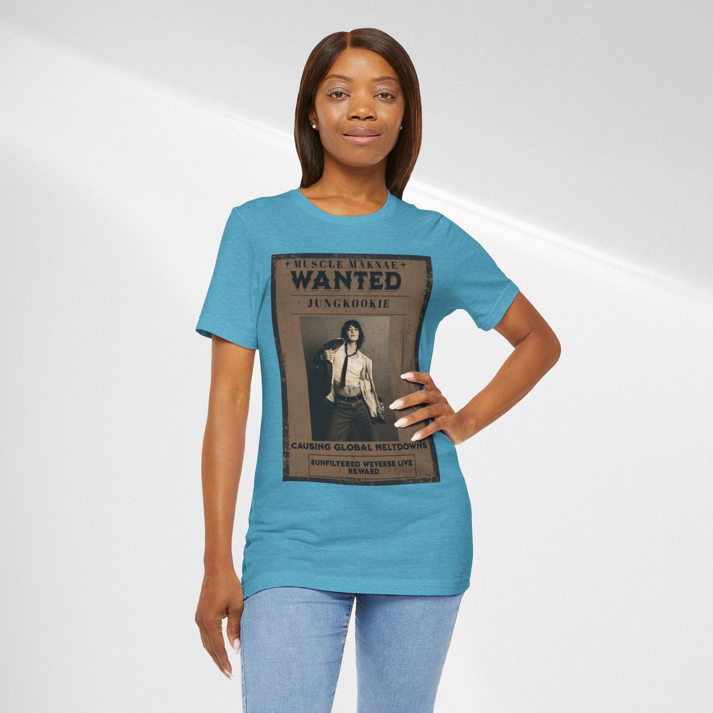 Wanted Poster Tee — 'Jungkook: Causing Global Meltdowns' Vintage K-Pop T-Shirt