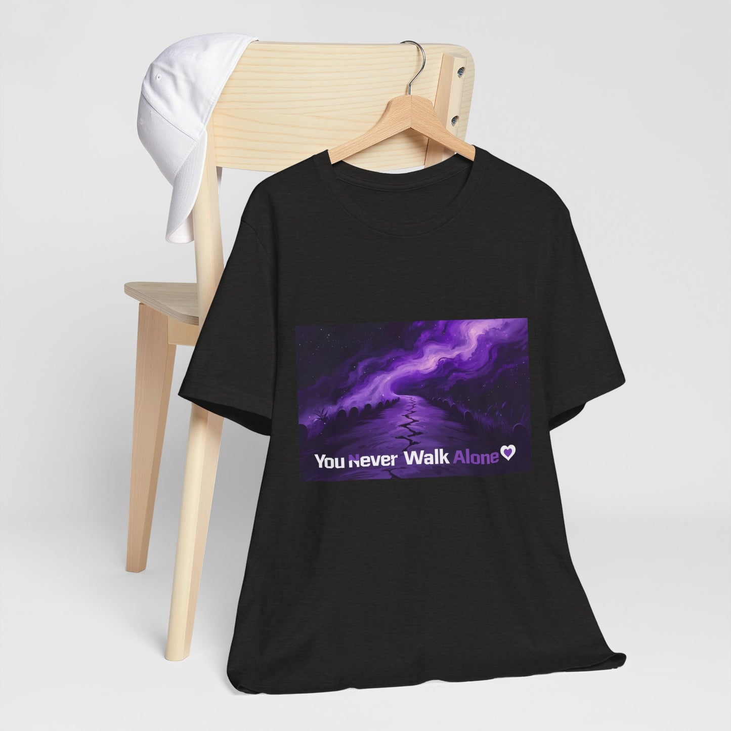 You Never Walk Alone Tee — Purple Night Stairway Graphic T‑Shirt