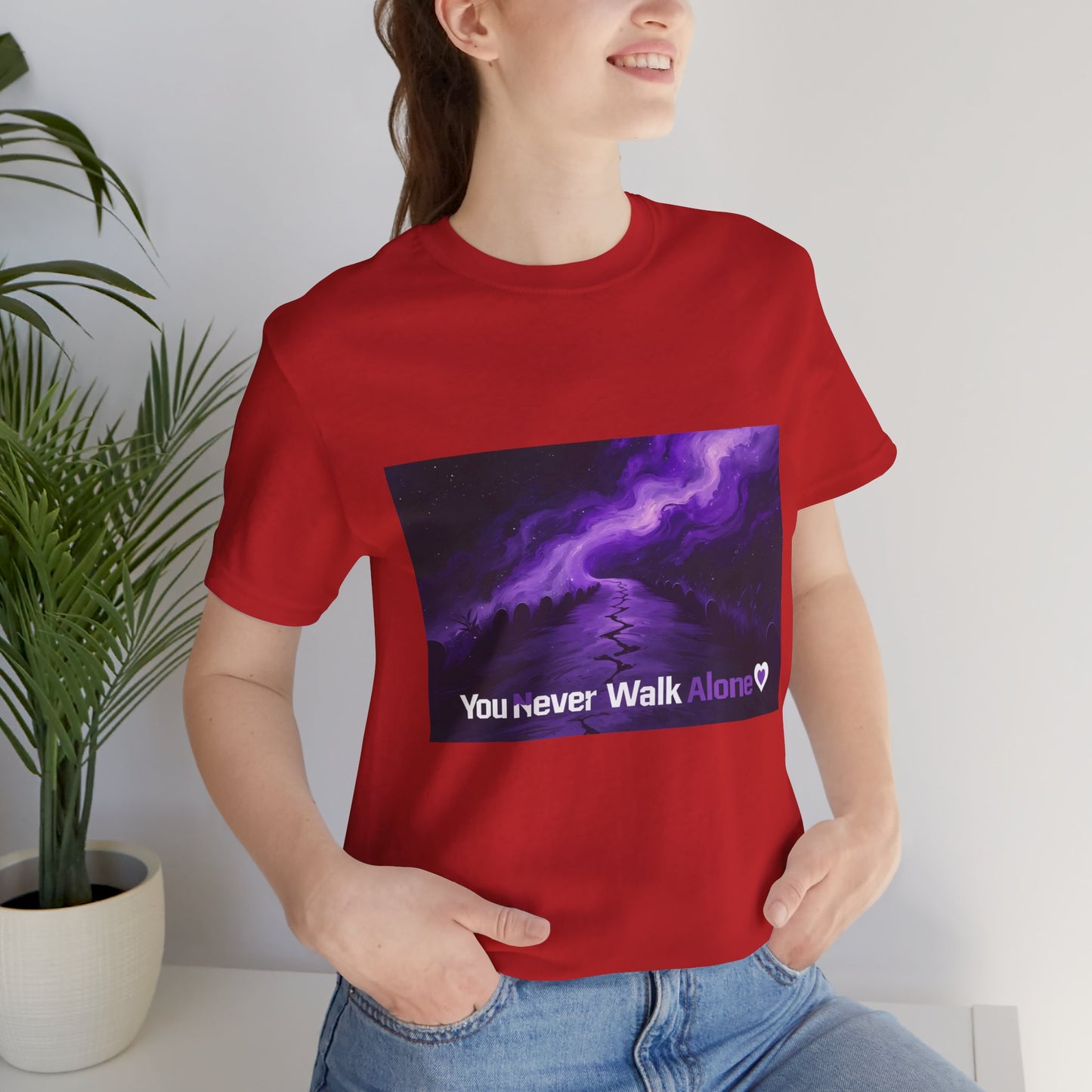 You Never Walk Alone Tee — Purple Night Stairway Graphic T‑Shirt