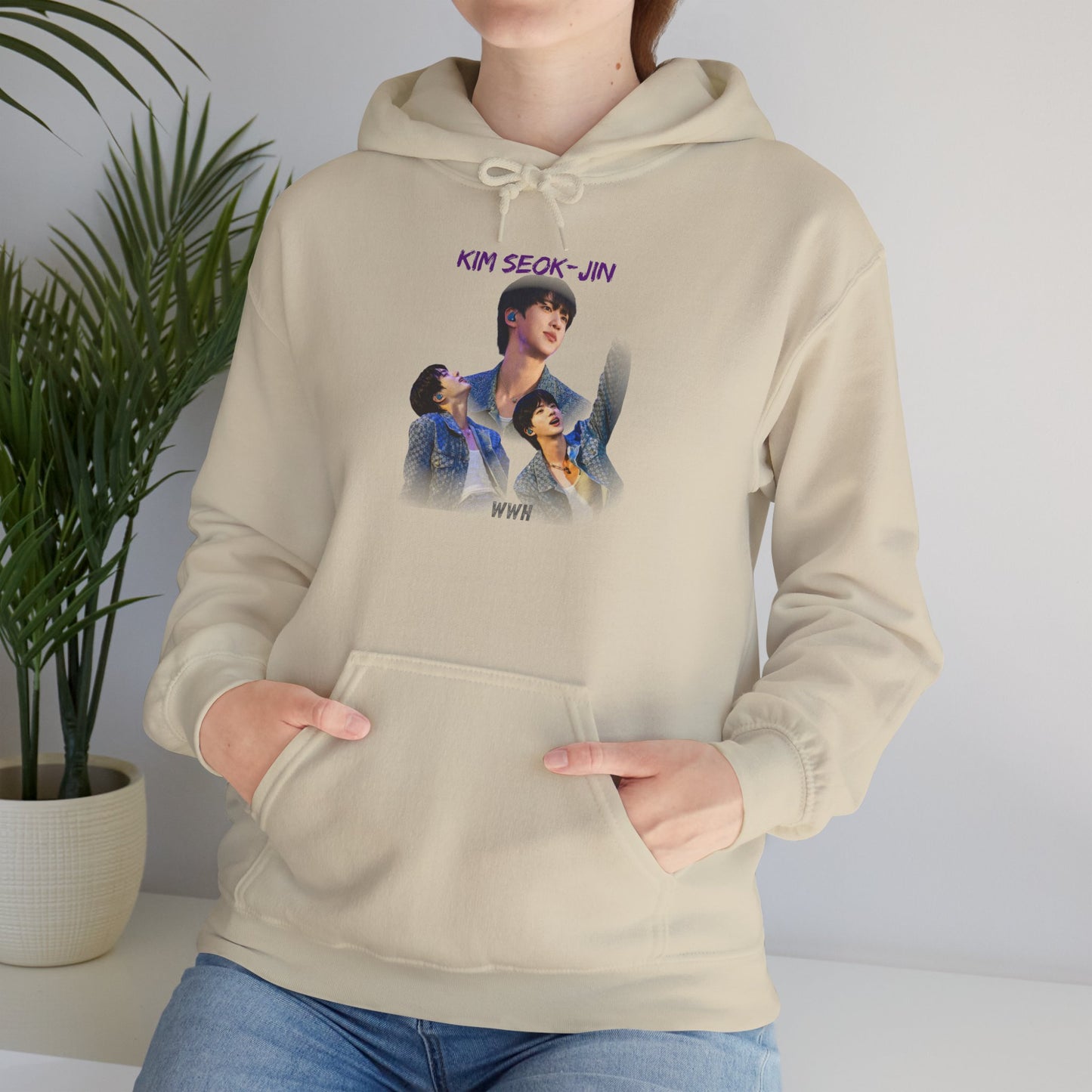 JIN Graphic Hoodie — Artistic Three-Image Portrait Design