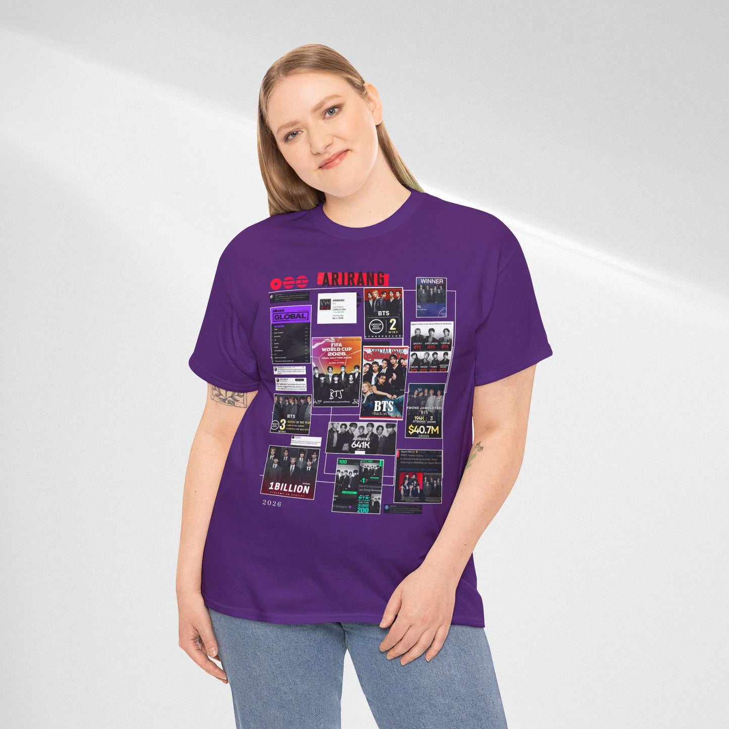 BTS ARIRANG Collage Tee — Iconic Albums & Milestones Graphic T-Shirt
