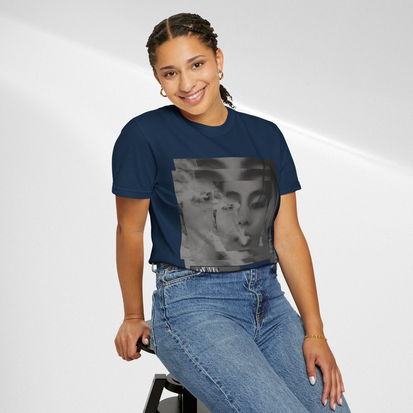 V Graphic Tee — Noir Glitch Portrait T-Shirt