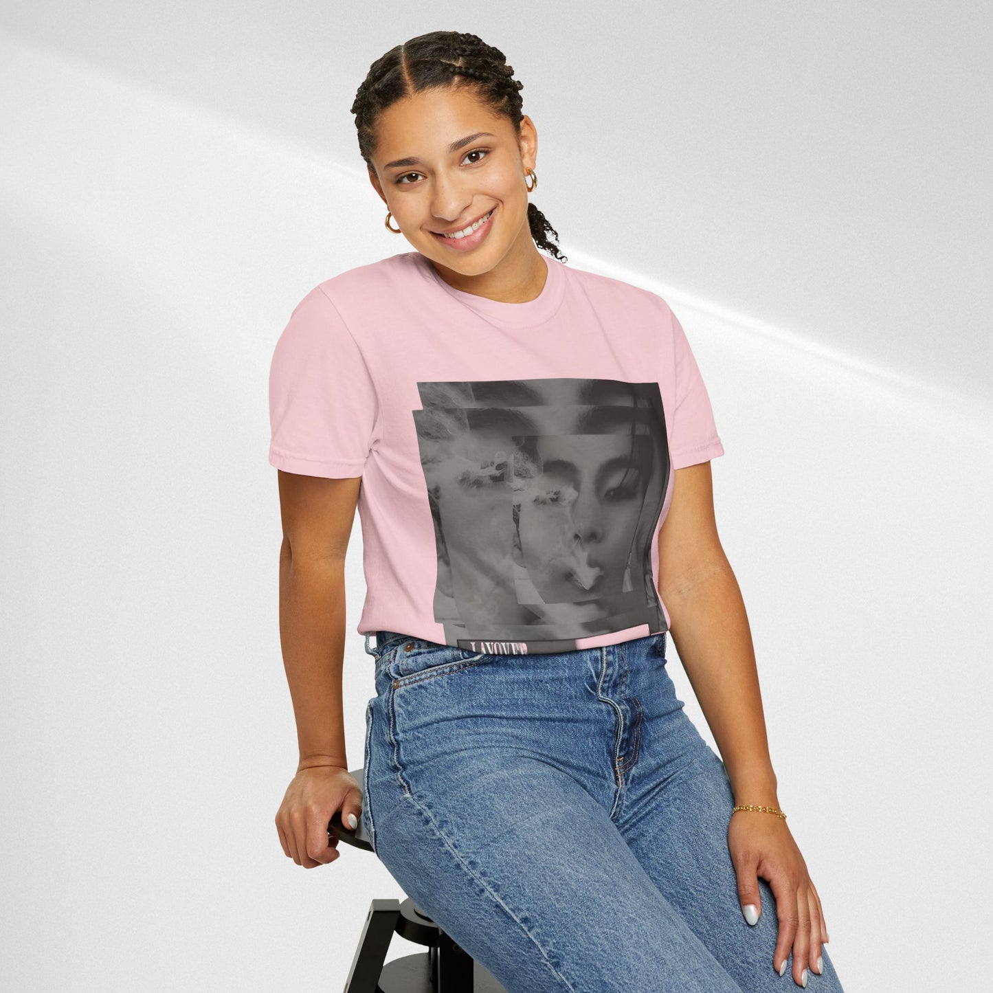 V Graphic Tee — Noir Glitch Portrait T-Shirt