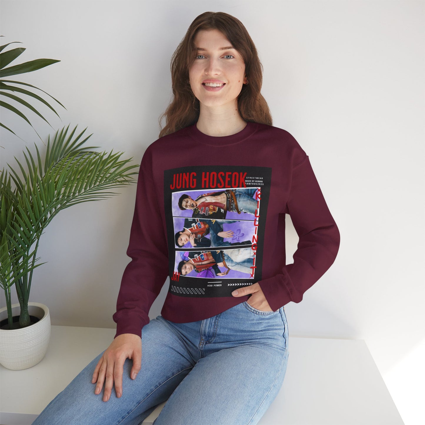 Photo Collage Crewneck Sweatshirt — 'JUNG HOSEOK' Graphic Pullover
