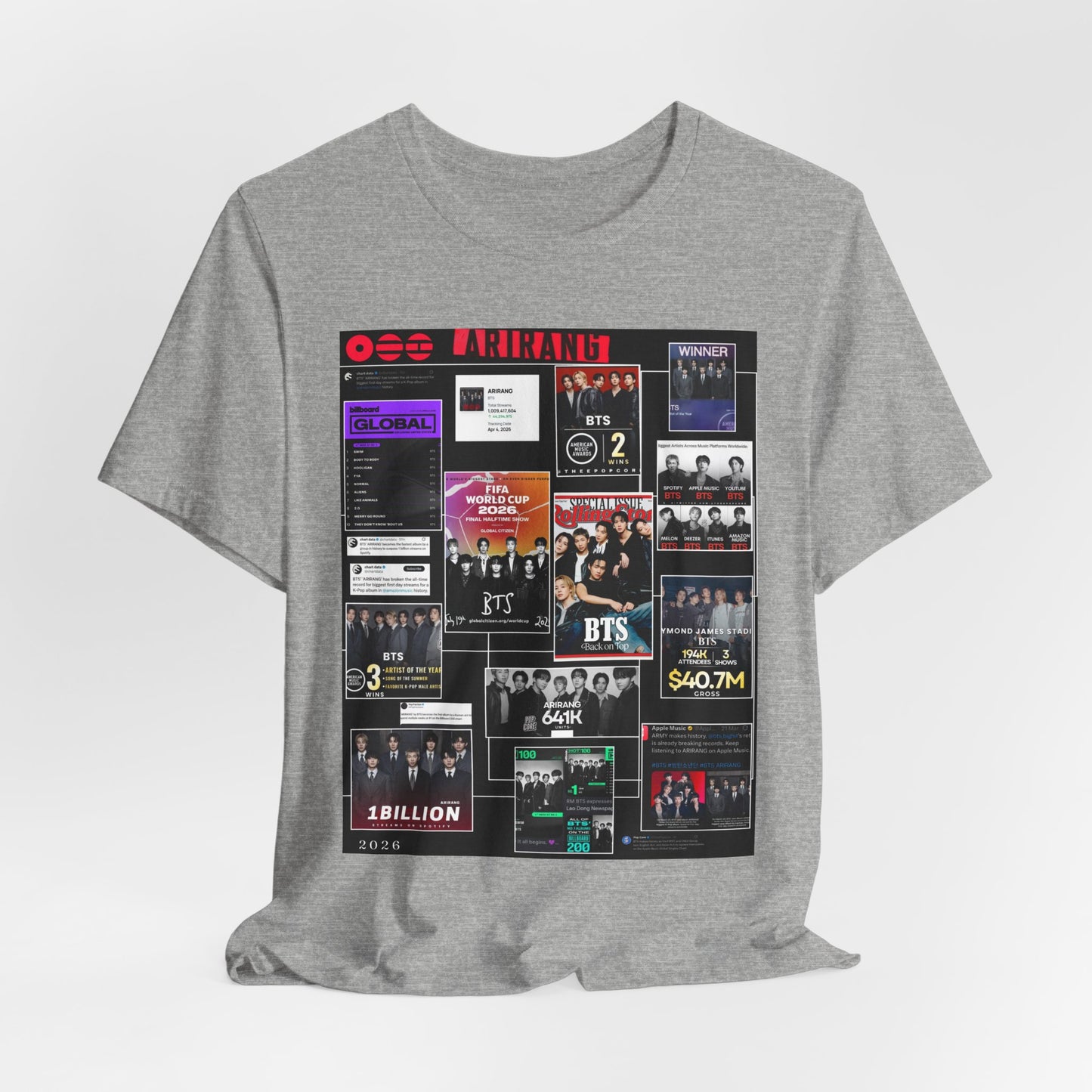 BTS  ARIRANG Collage Graphic Tee — K‑Pop Fan Tribute Shirt