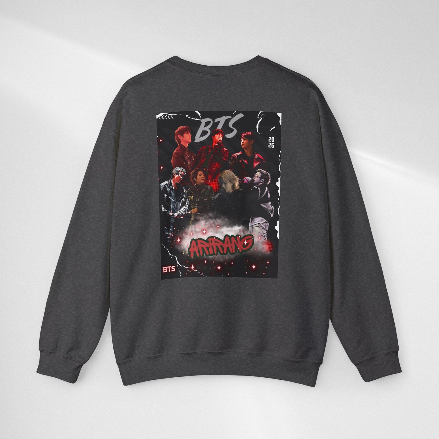BTS Graphic Crewneck Sweatshirt – Red & Black Band Photo Design