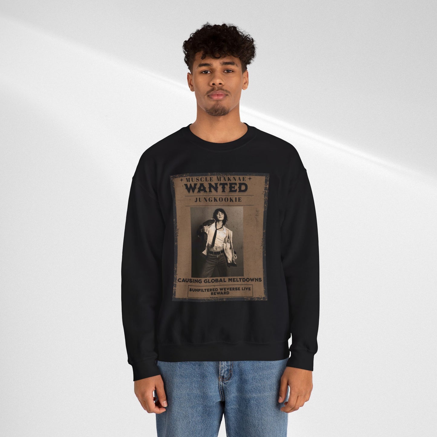 Crewneck Sweatshirt — Vintage JK'Wanted' Poster Graphic