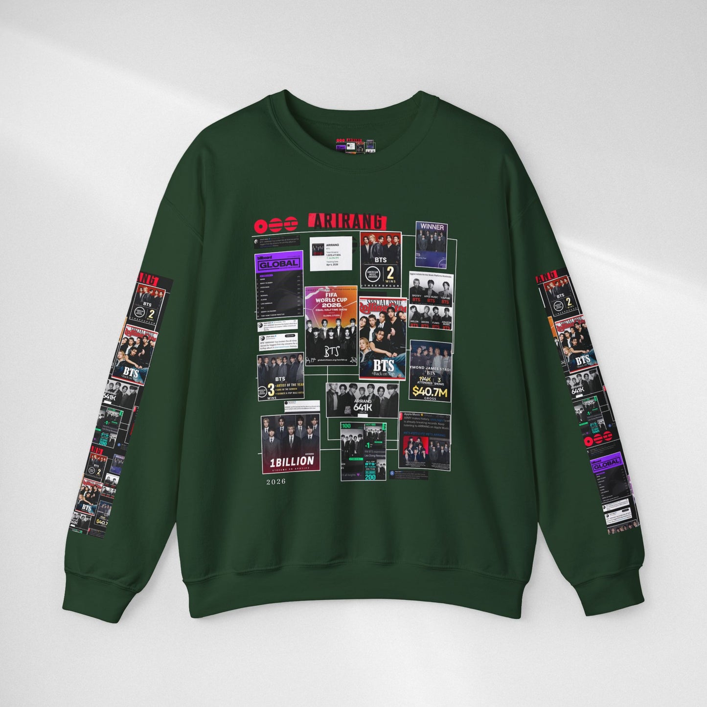 Crewneck Sweatshirt — BTS ARIRANG Collage Graphic Crewneck (Album Posters & Tour Art)