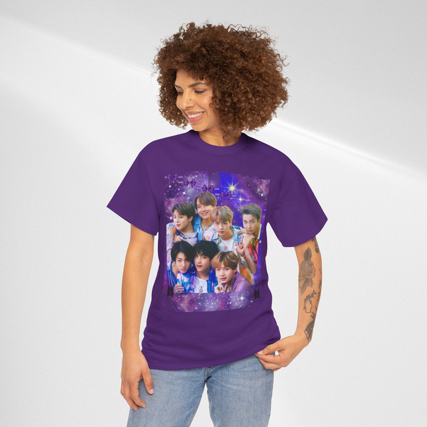 BTS Collage Tee — Purple Dream Photo Graphic T-Shirt