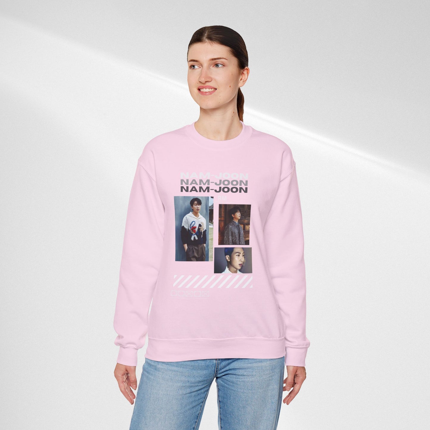 Photo Collage Crewneck Sweatshirt — "Nam-Joon" Graphic Pullover