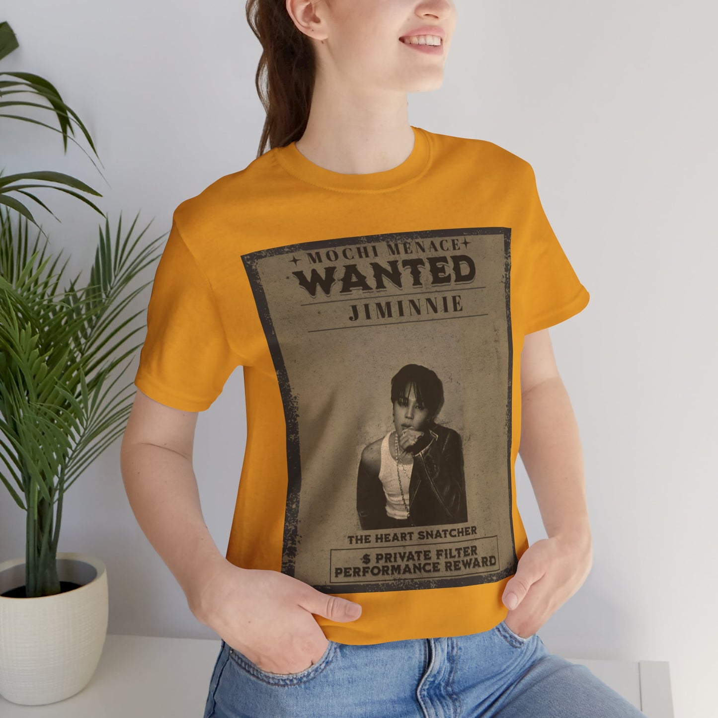 JIMIN Wanted Poster Graphic Tee — 'Mischief Menace' Vintage Style