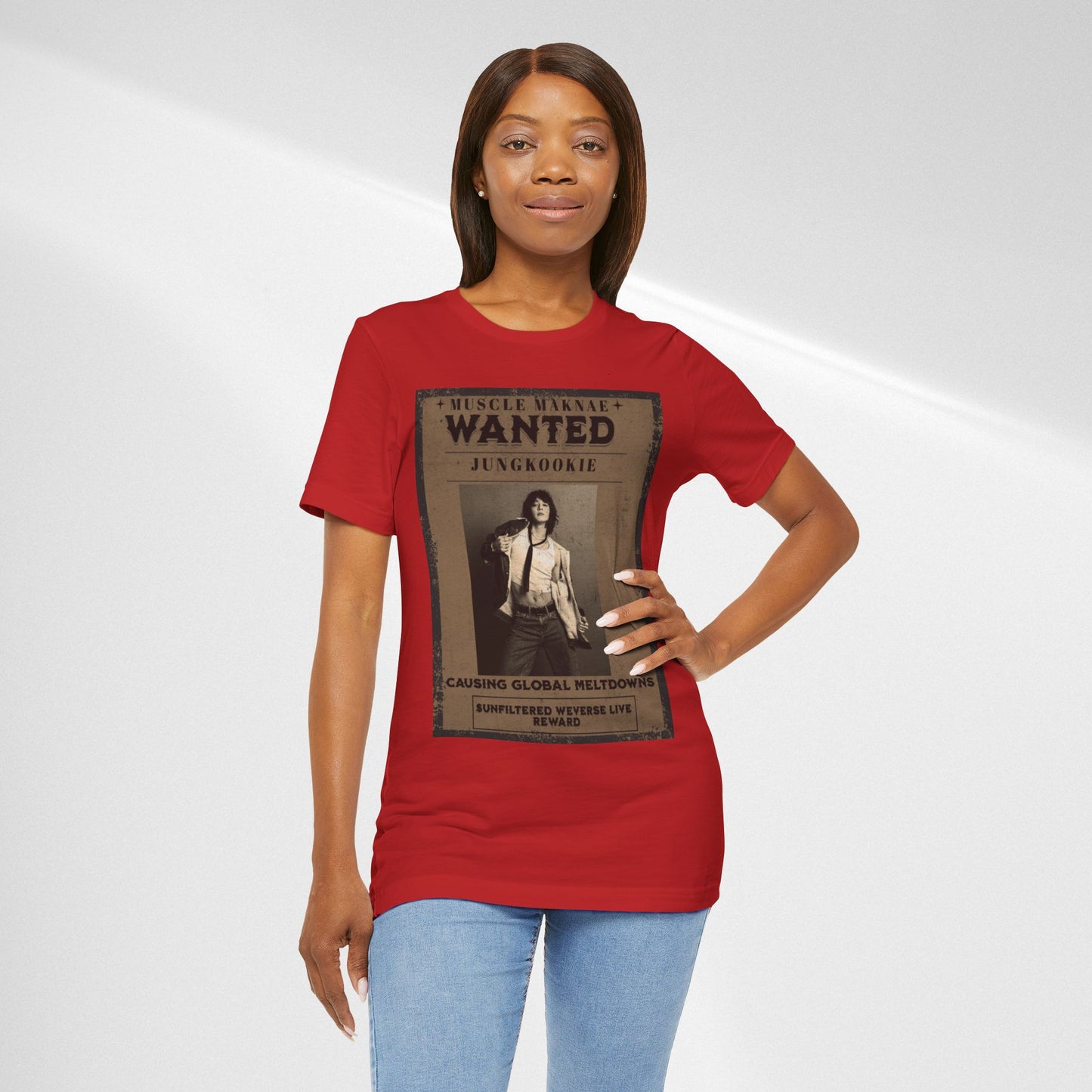 Wanted Poster Tee — 'Jungkook: Causing Global Meltdowns' Vintage K-Pop T-Shirt