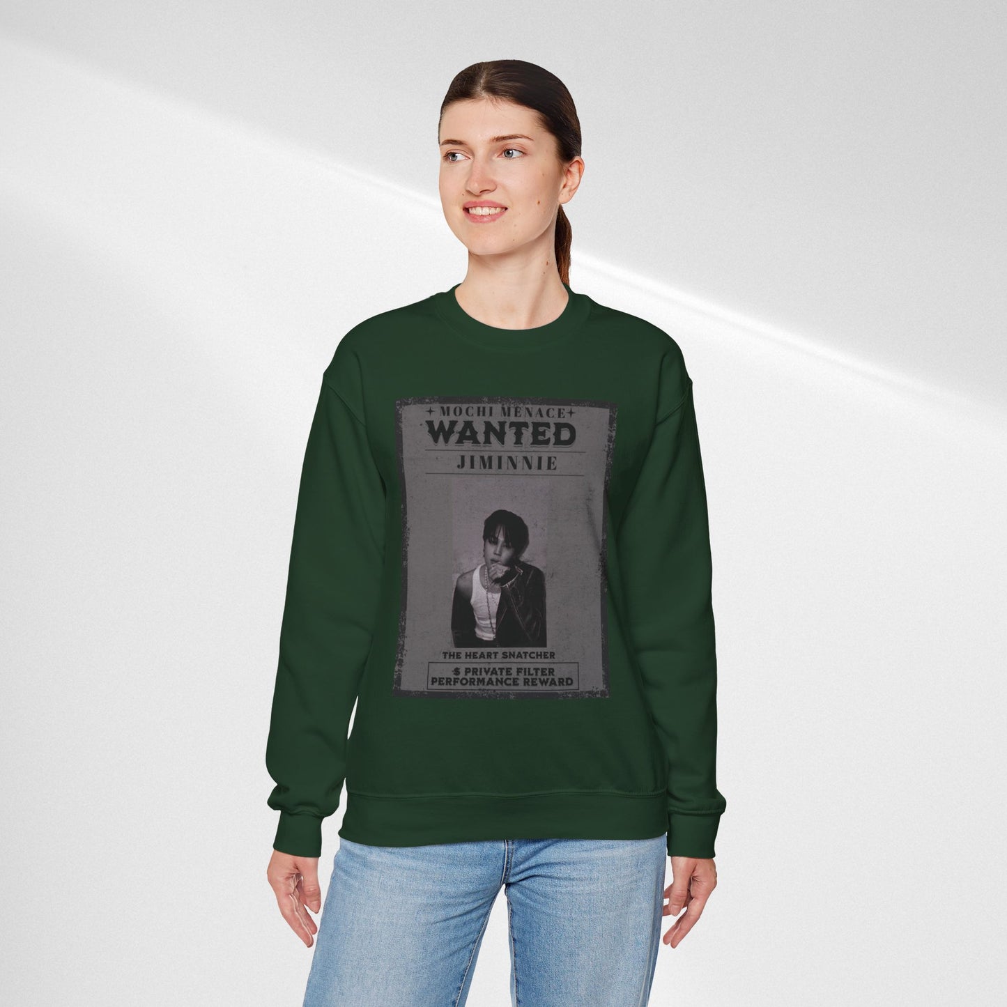 Wanted Poster Crewneck Sweatshirt – 'Wanted Jiminie' Vintage K-Pop Graphic