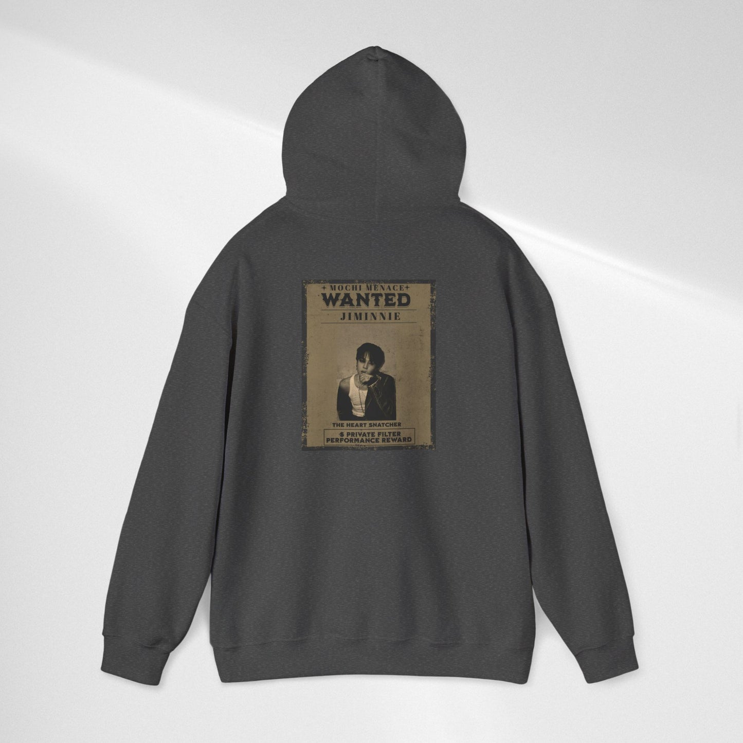 JIMIN Wanted Poster Hoodie — Vintage Photo "Wanted" Graphic Sweatshirt