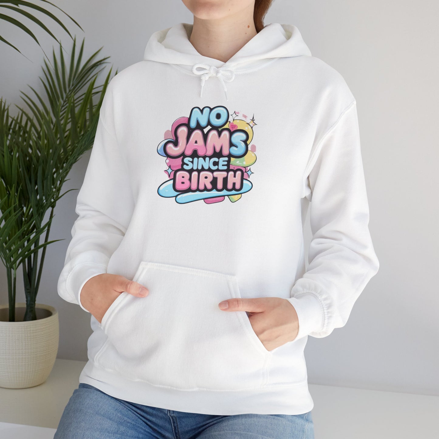 Hoodie — "No Jams Since Birth" Cute Kawaii Graphic Pullover