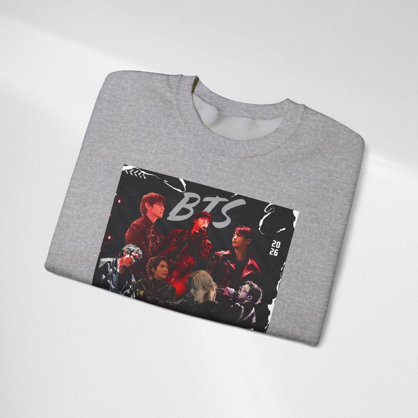 BTS Graphic Crewneck Sweatshirt – Red & Black Band Photo Design