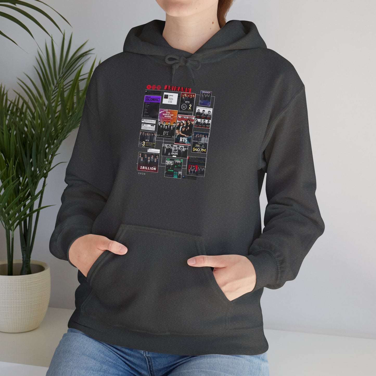 BTS ARIRANG Band Poster Collage Hoodie — Vintage Gig Tour Graphic Sweatshirt