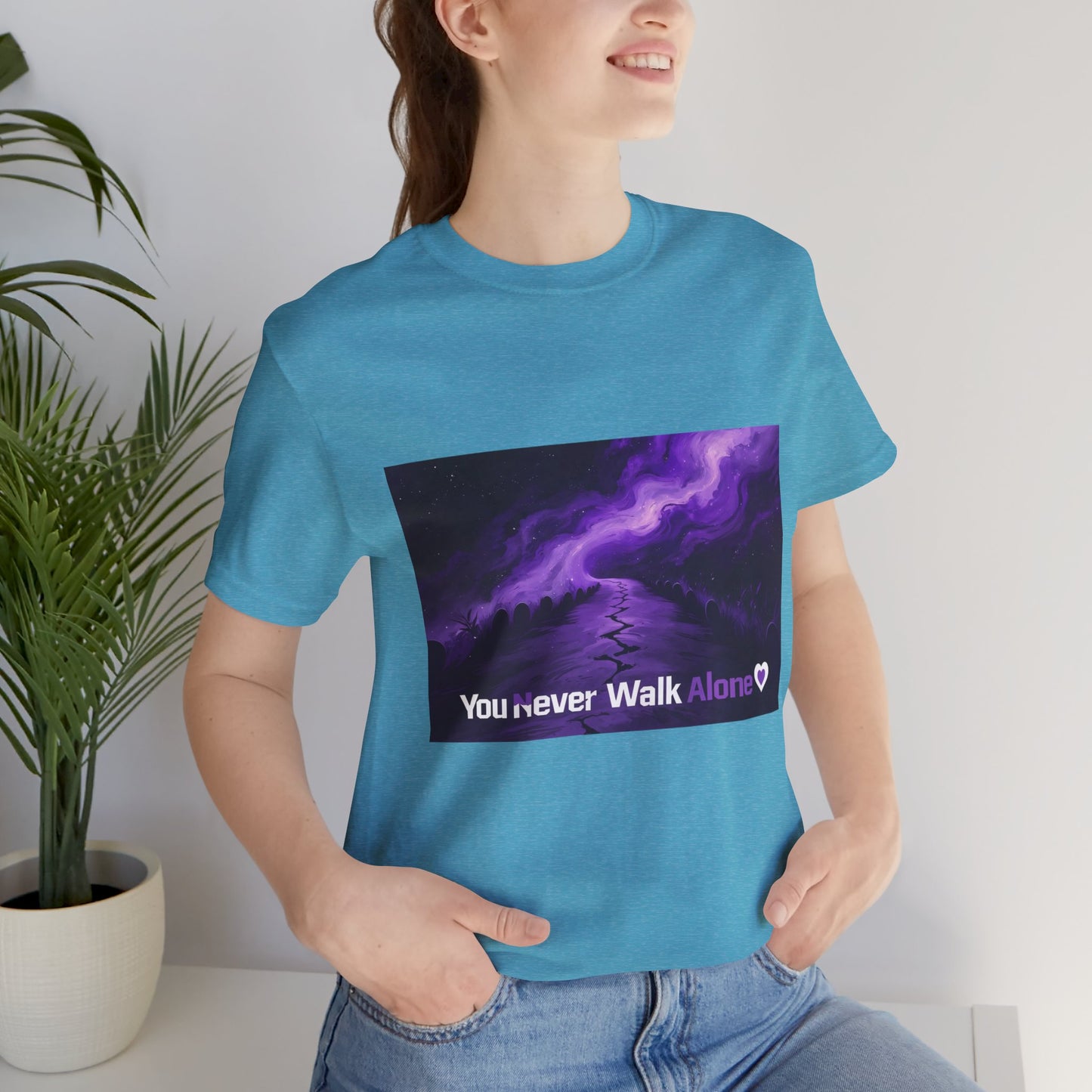 You Never Walk Alone Tee — Purple Night Stairway Graphic T‑Shirt