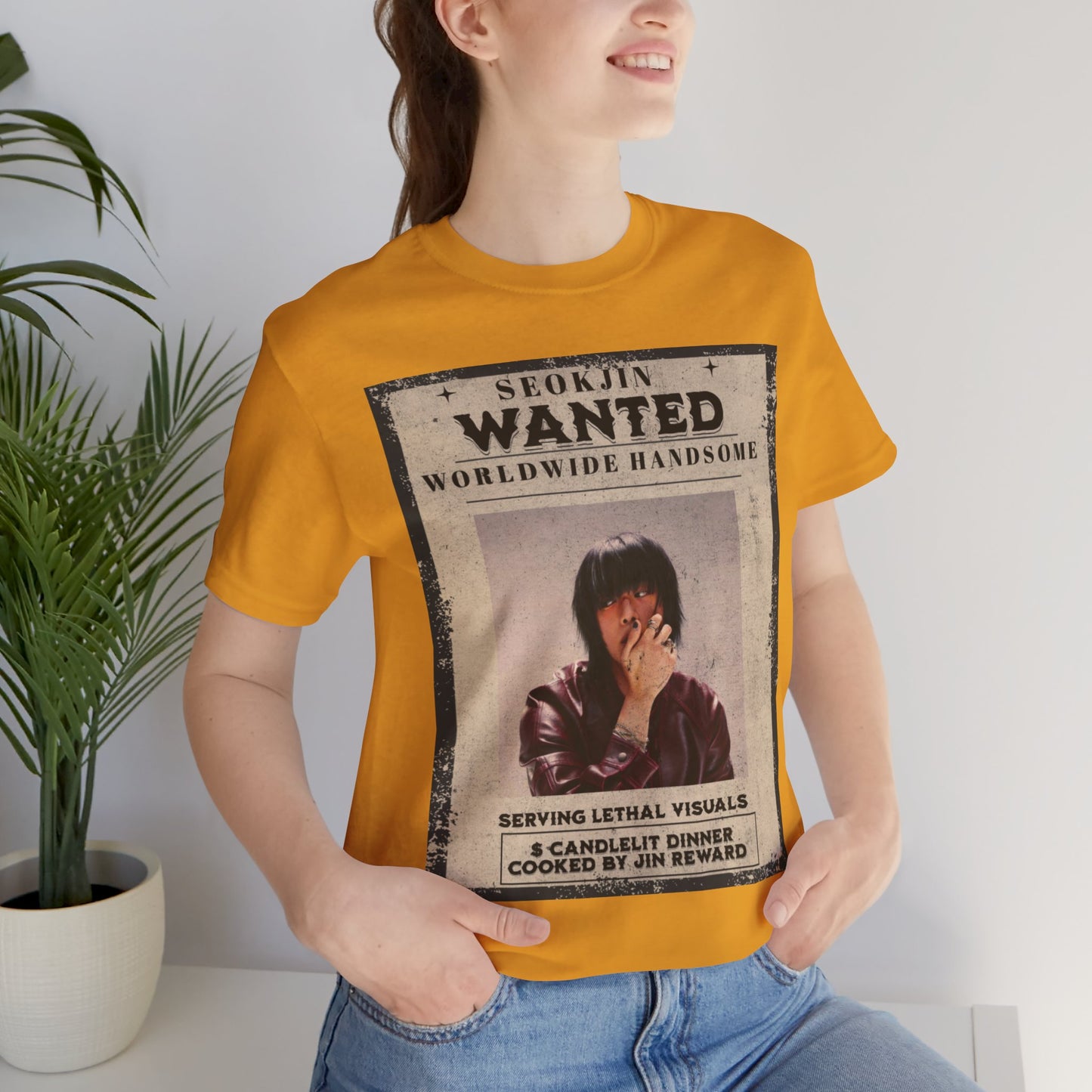 T-Shirt — 'Seokjin Wanted: Worldwide Handsome' Vintage Poster Tee