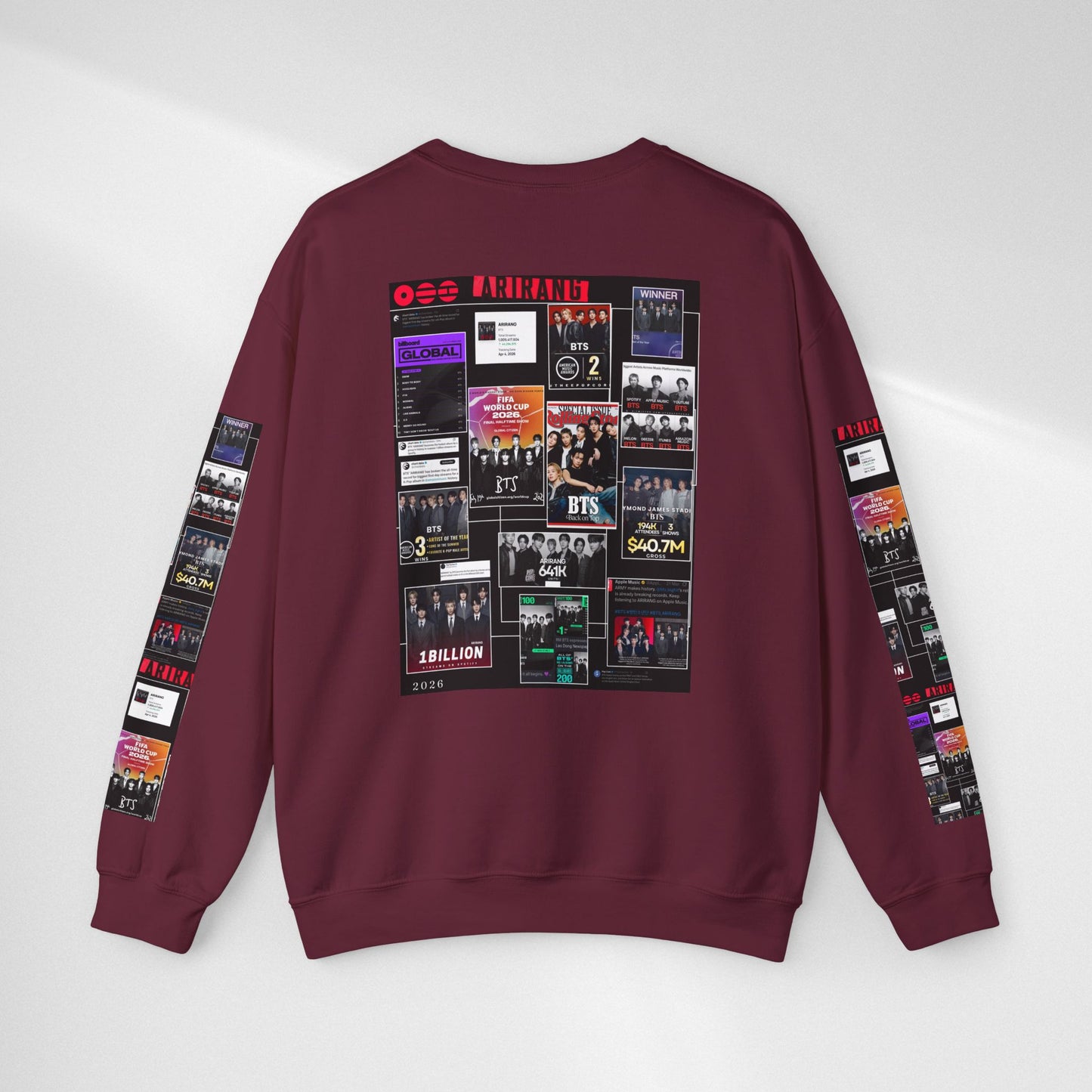 Crewneck Sweatshirt — BTS ARIRANG Collage Graphic Crewneck (Album Posters & Tour Art)