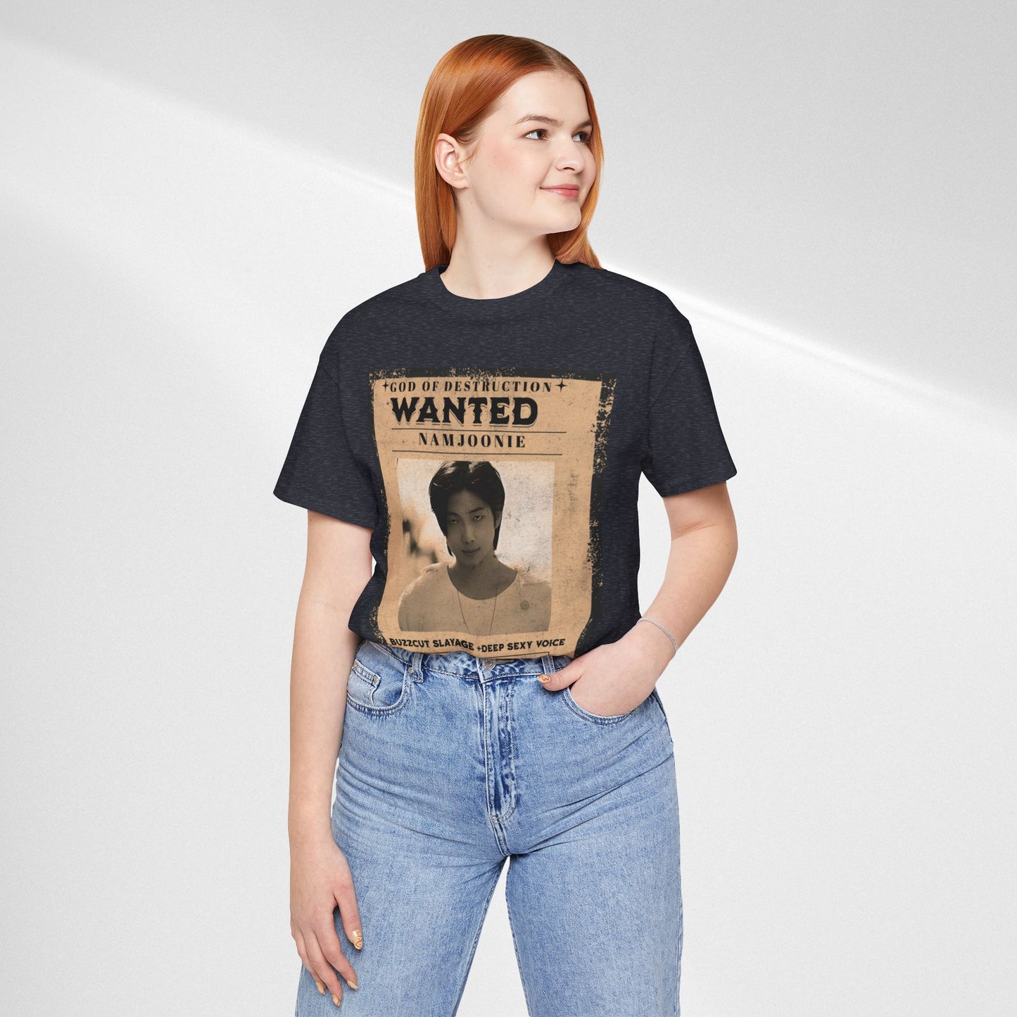 T-Shirt — Vintage 'Wanted: Namjoonie' Photo Tee (K-Pop Fan Poster Style)