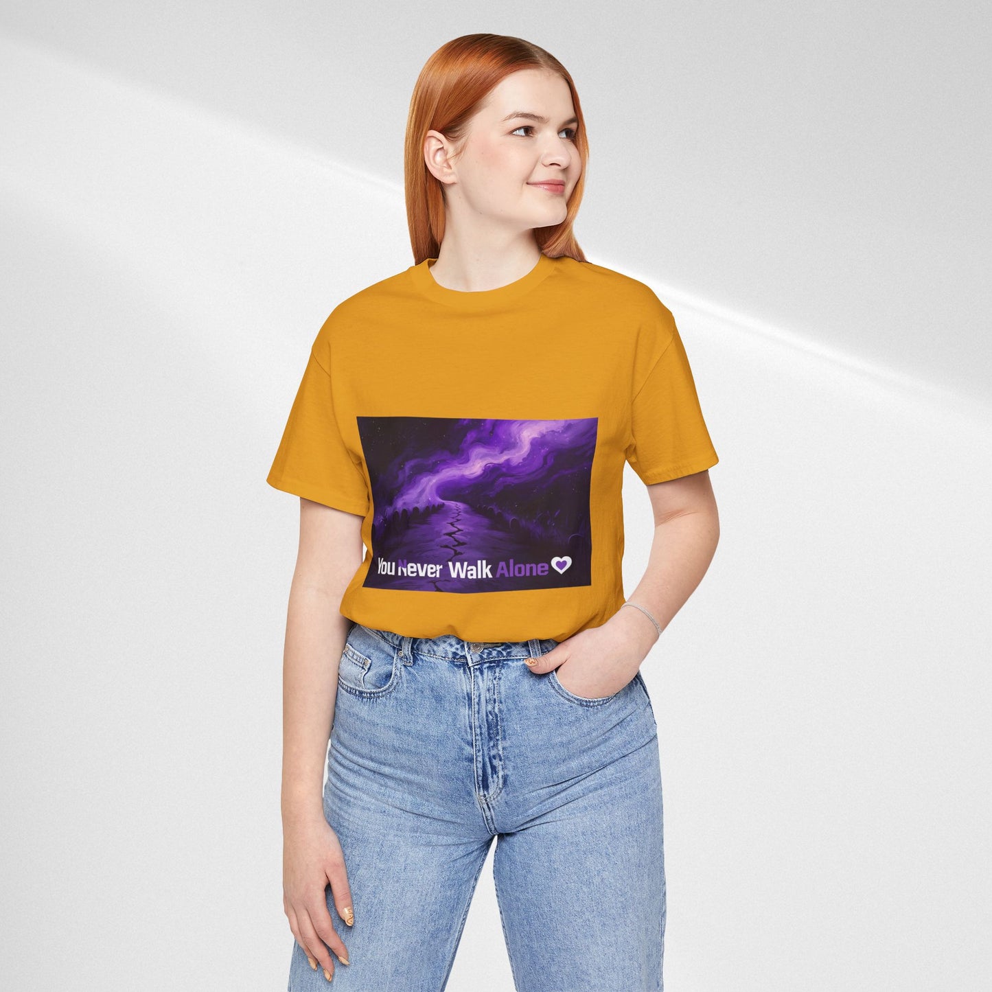 You Never Walk Alone Tee — Purple Night Stairway Graphic T‑Shirt