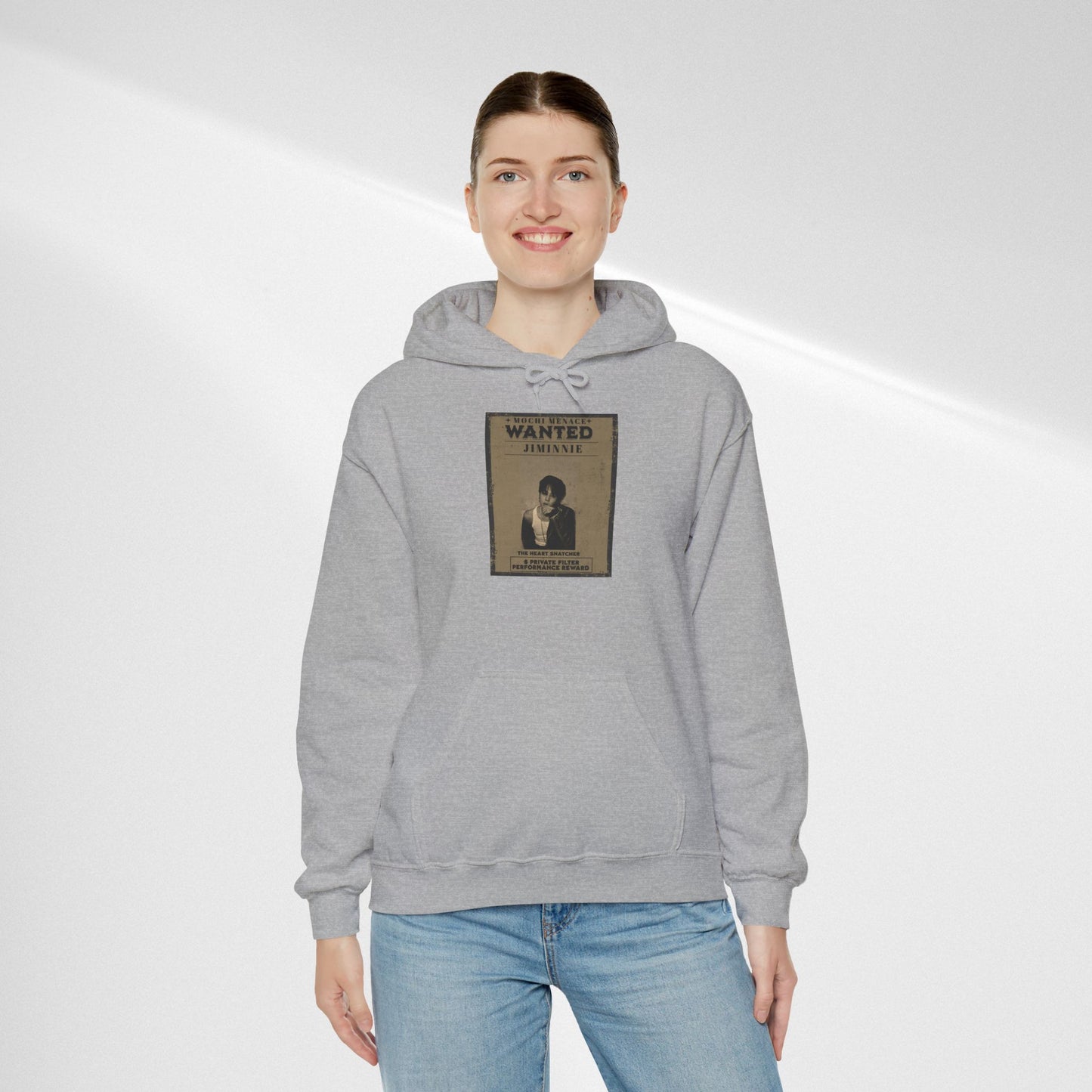 JIMIN Wanted Poster Hoodie — Vintage Photo "Wanted" Graphic Sweatshirt