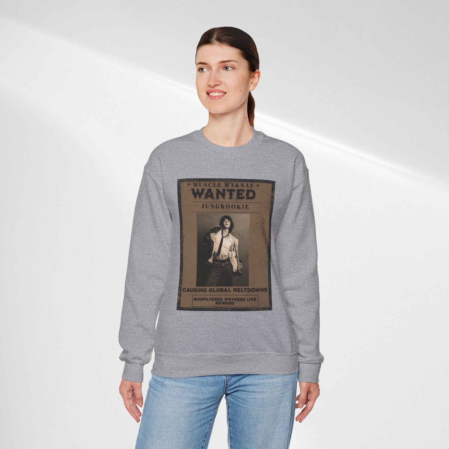 Crewneck Sweatshirt — Vintage JK'Wanted' Poster Graphic