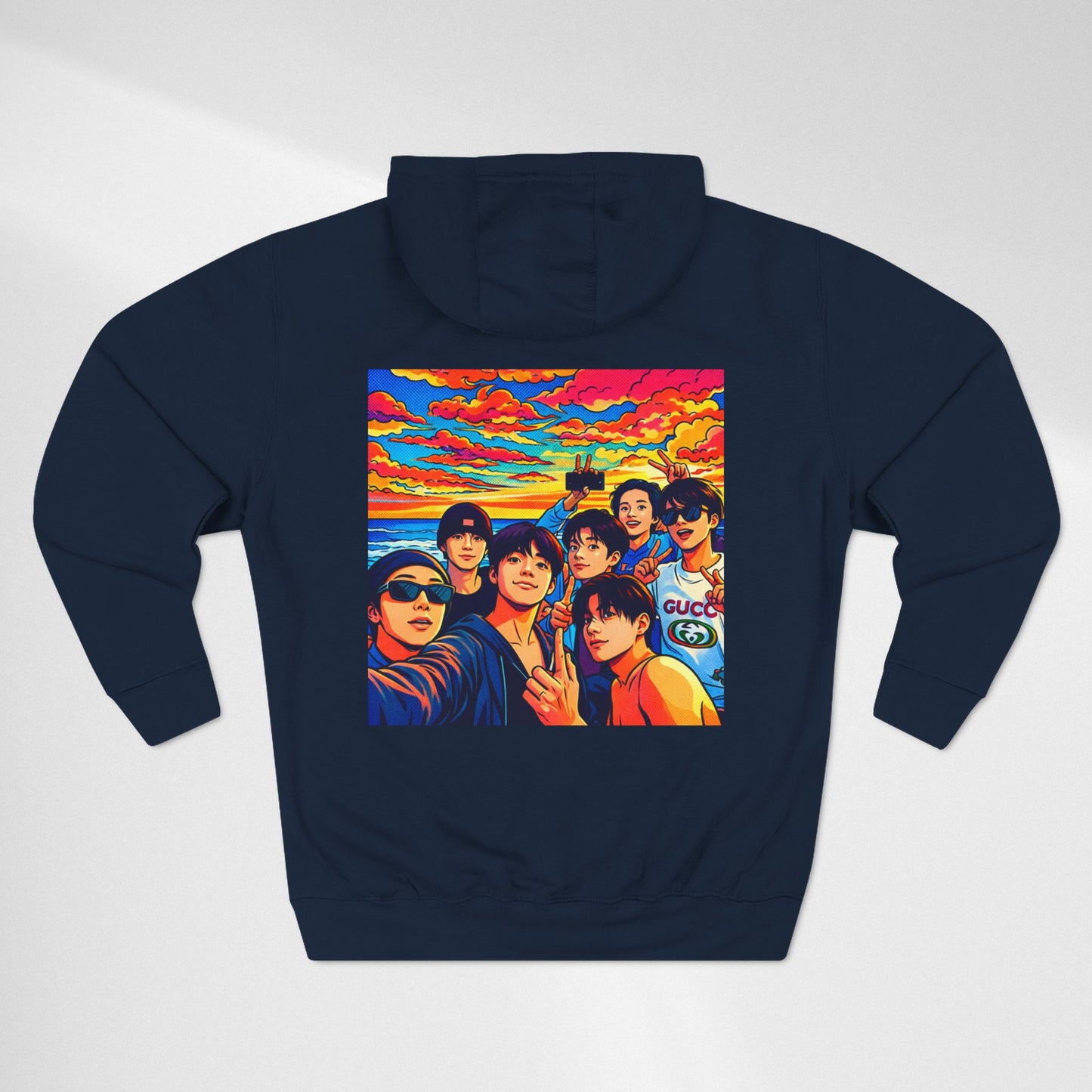 BTS Inspired Graphic Hoodie — Vibrant Group Portrait Streetwear