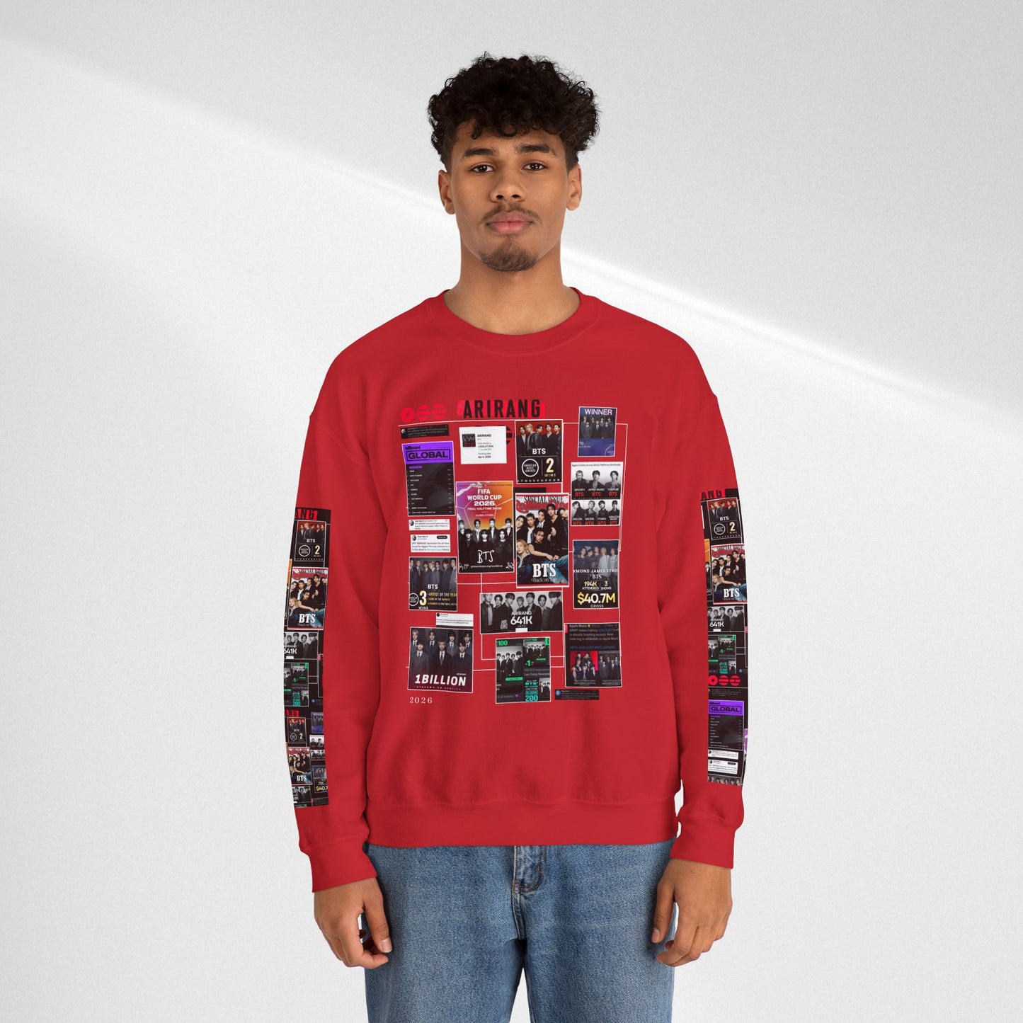 Crewneck Sweatshirt — BTS ARIRANG Collage Graphic Crewneck (Album Posters & Tour Art)