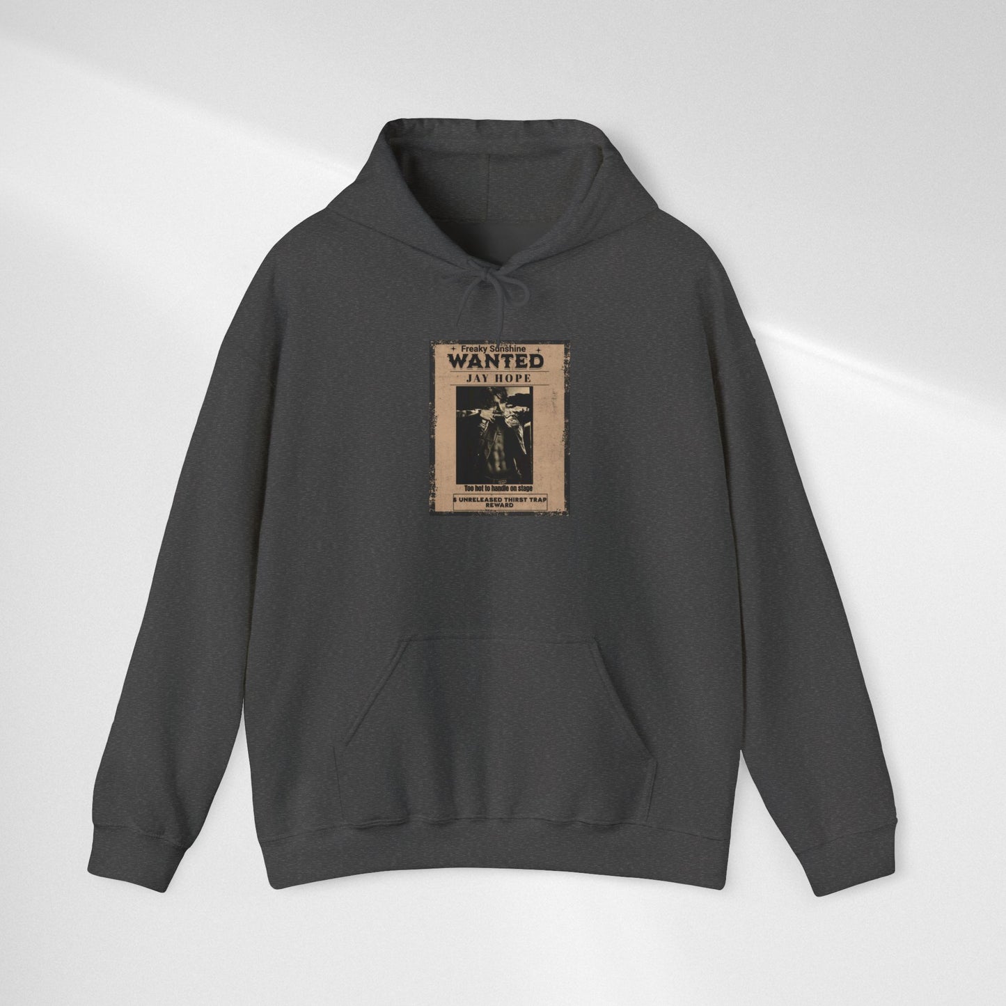 Hoodie - Vintage JHOPE 'WANTED' Poster Graphic Hooded Sweatshirt