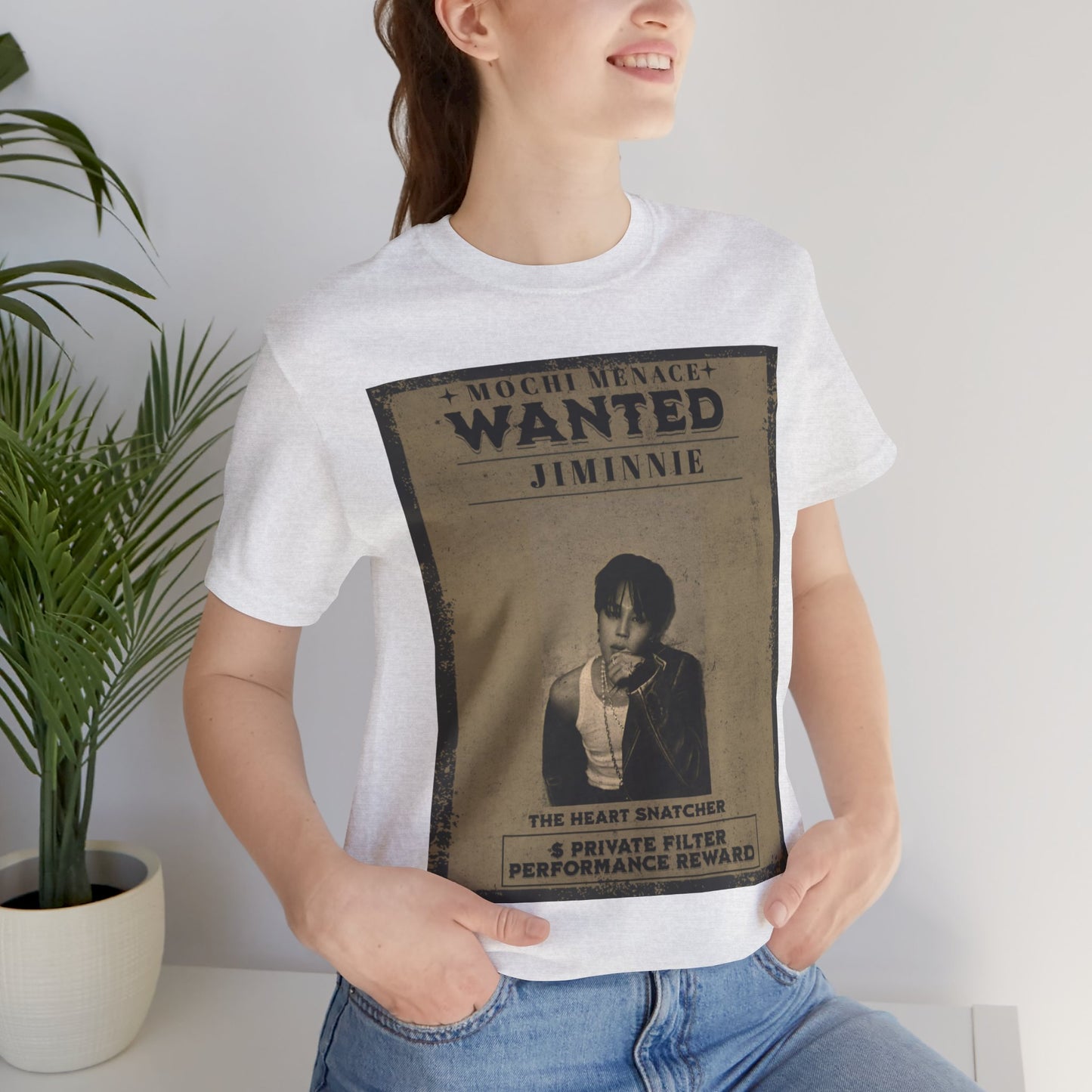 JIMIN Wanted Poster Graphic Tee — 'Mischief Menace' Vintage Style