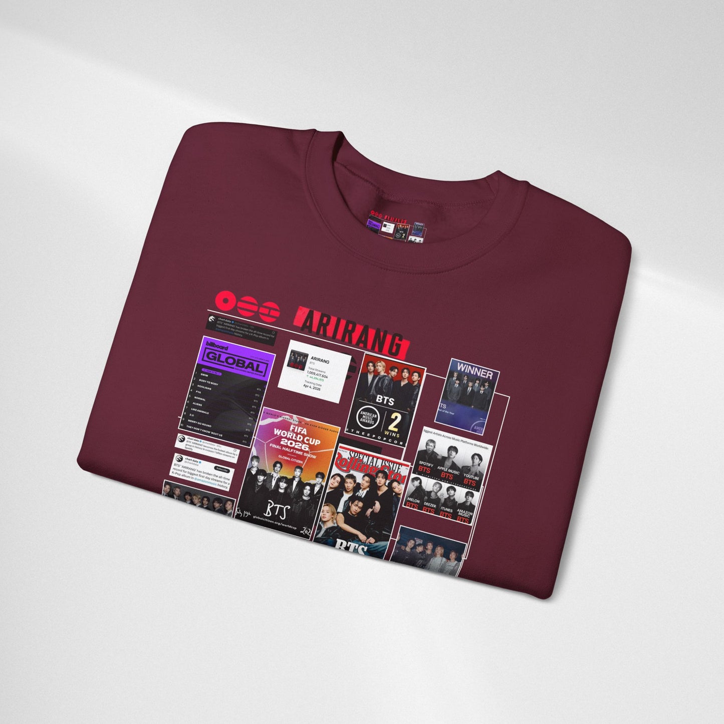 Crewneck Sweatshirt — BTS ARIRANG Collage Graphic Crewneck (Album Posters & Tour Art)