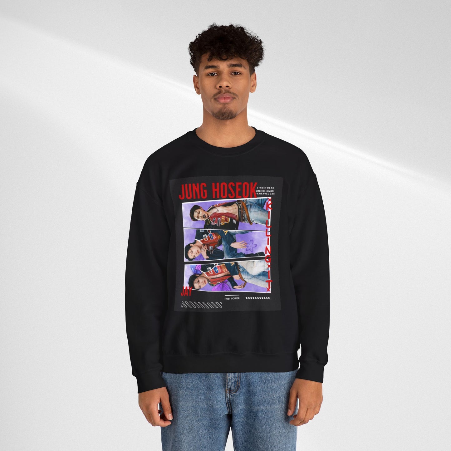 Photo Collage Crewneck Sweatshirt — 'JUNG HOSEOK' Graphic Pullover
