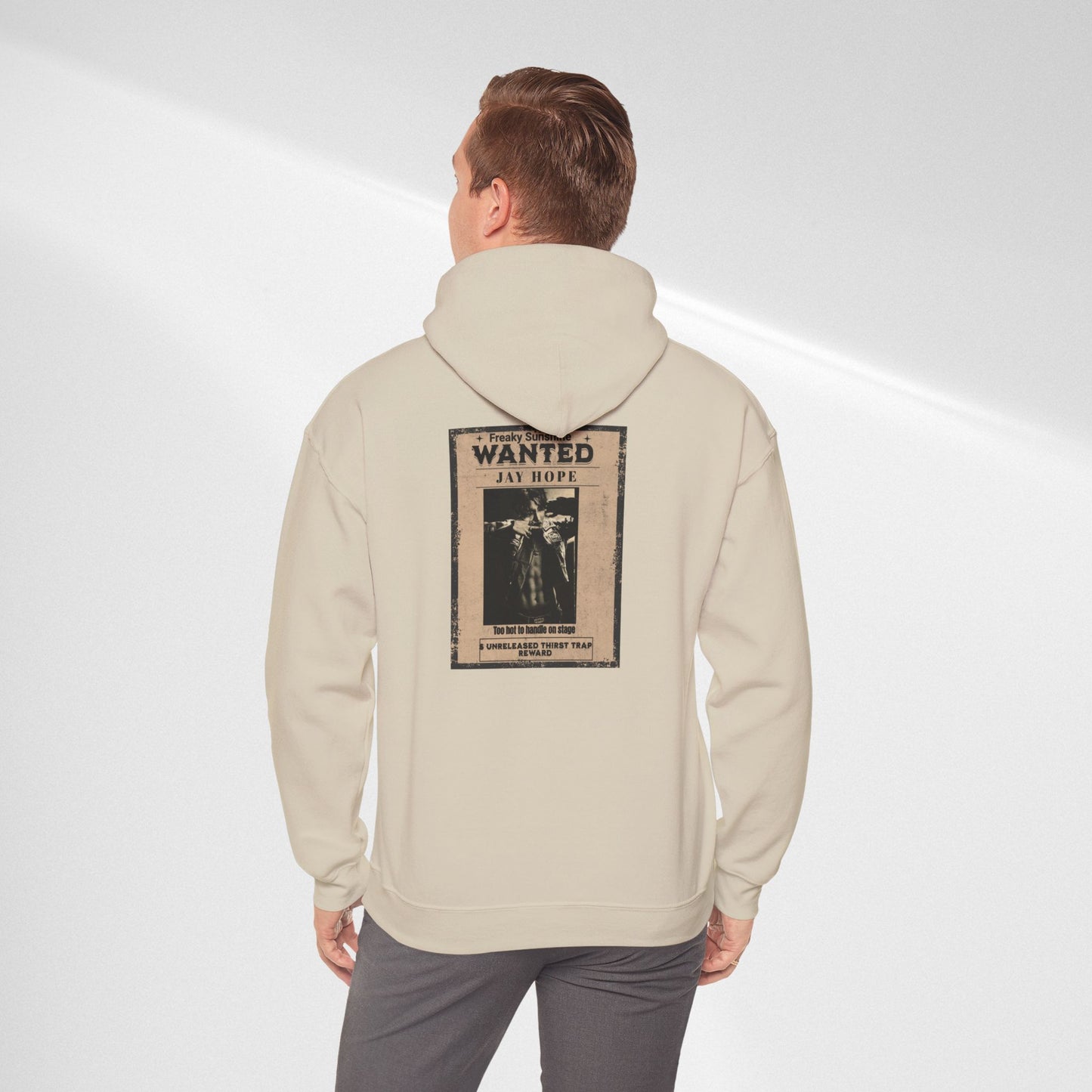 Hoodie - Vintage JHOPE 'WANTED' Poster Graphic Hooded Sweatshirt