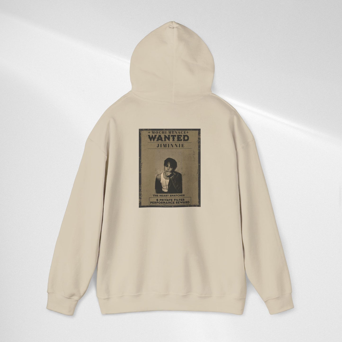 JIMIN Wanted Poster Hoodie — Vintage Photo "Wanted" Graphic Sweatshirt