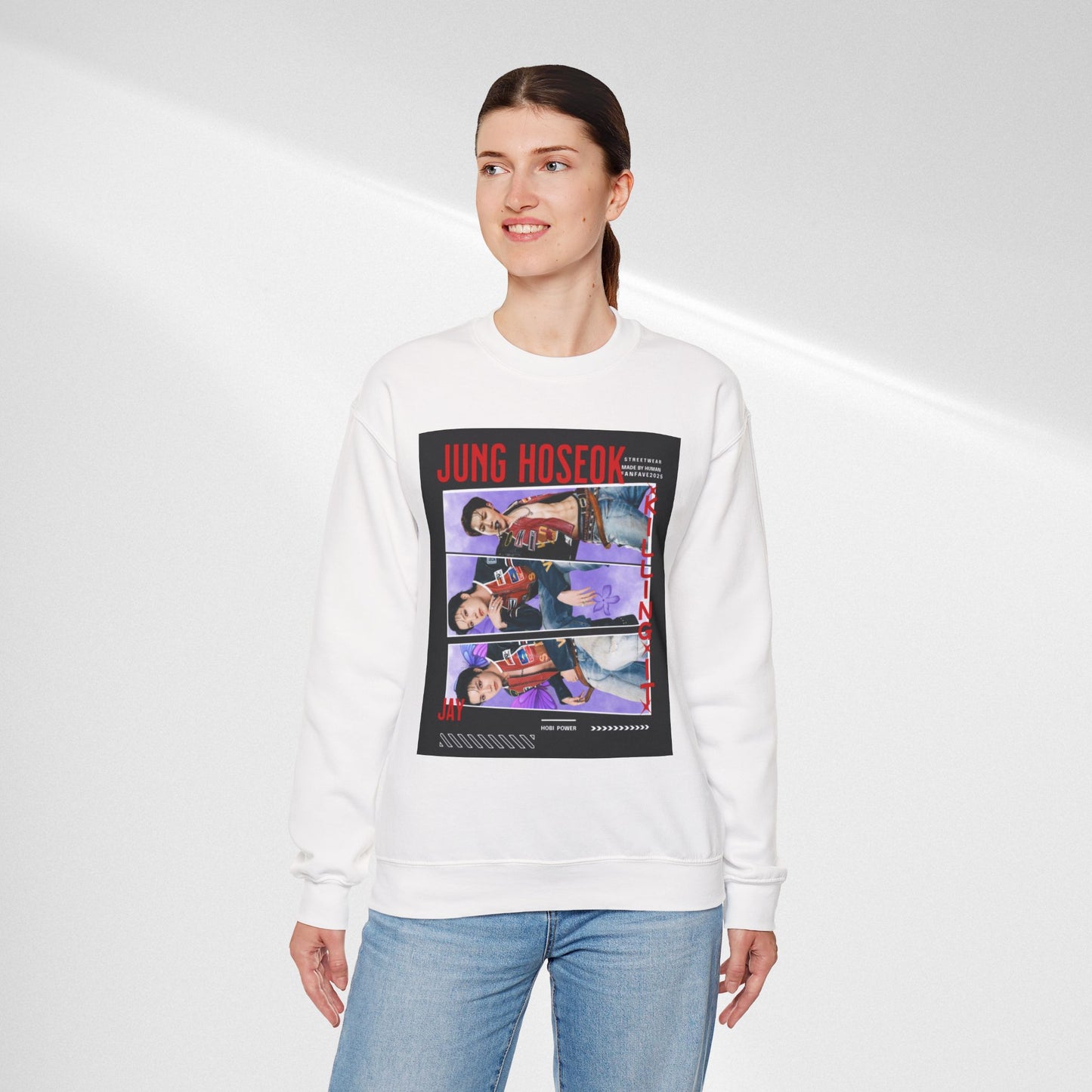 Photo Collage Crewneck Sweatshirt — 'JUNG HOSEOK' Graphic Pullover