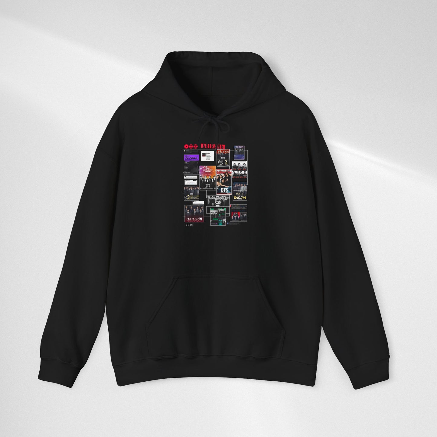BTS ARIRANG Band Poster Collage Hoodie — Vintage Gig Tour Graphic Sweatshirt