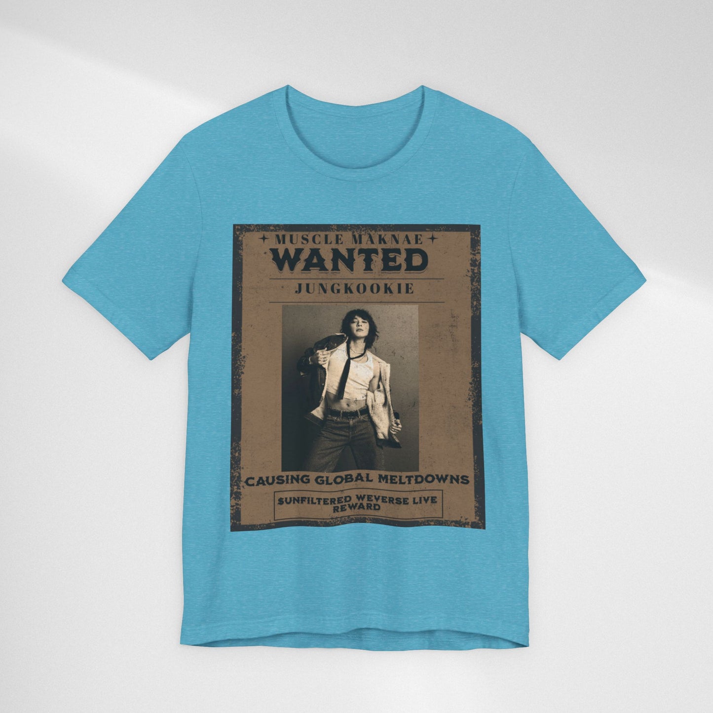 Wanted Poster Tee — 'Jungkook: Causing Global Meltdowns' Vintage K-Pop T-Shirt