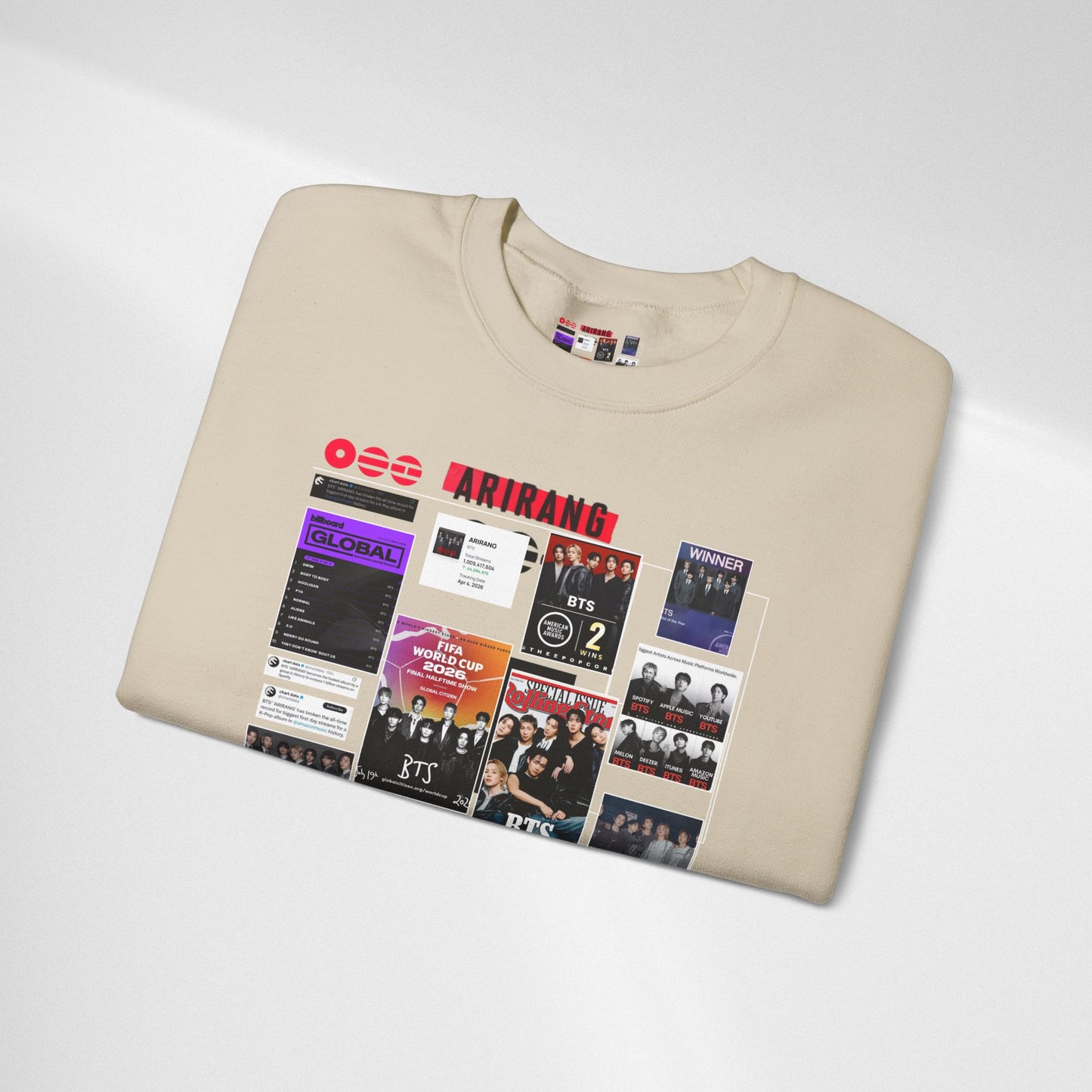 Crewneck Sweatshirt — BTS ARIRANG Collage Graphic Crewneck (Album Posters & Tour Art)