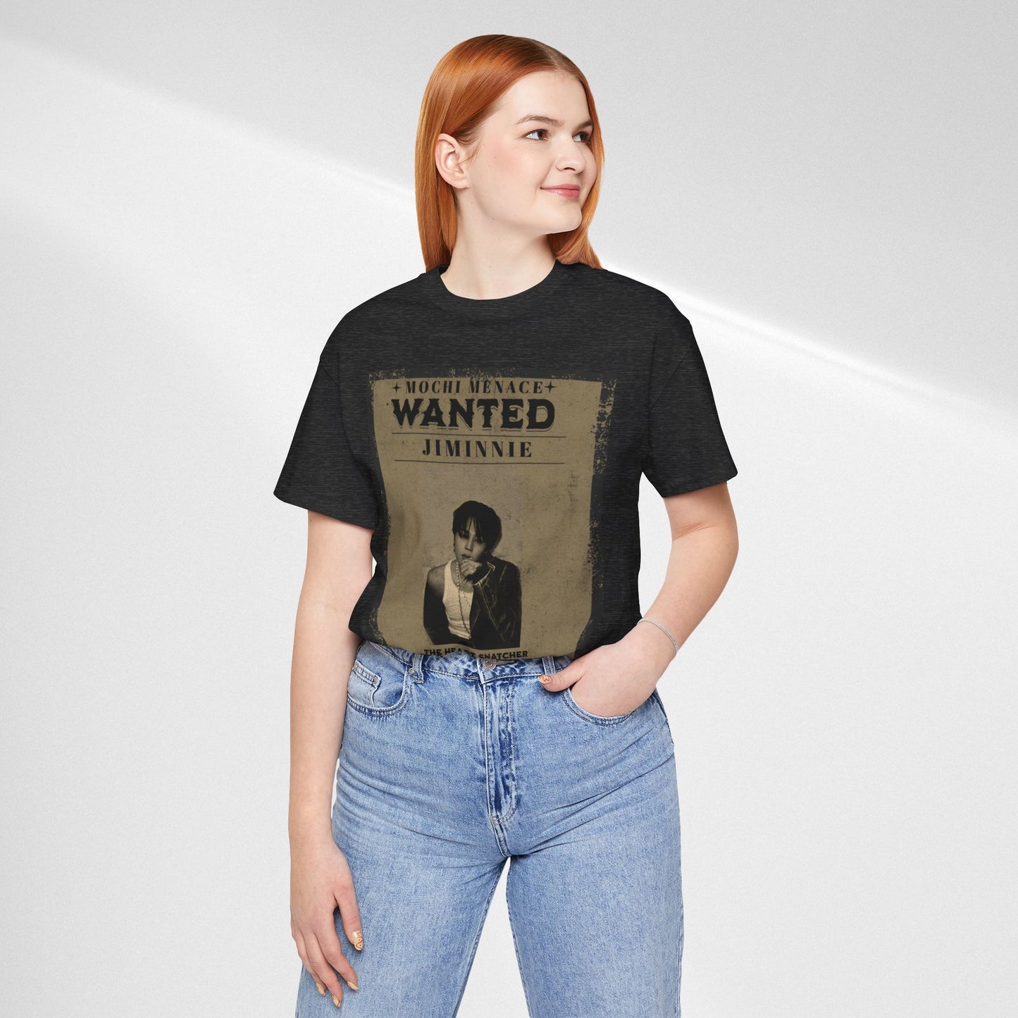 JIMIN Wanted Poster Graphic Tee — 'Mischief Menace' Vintage Style