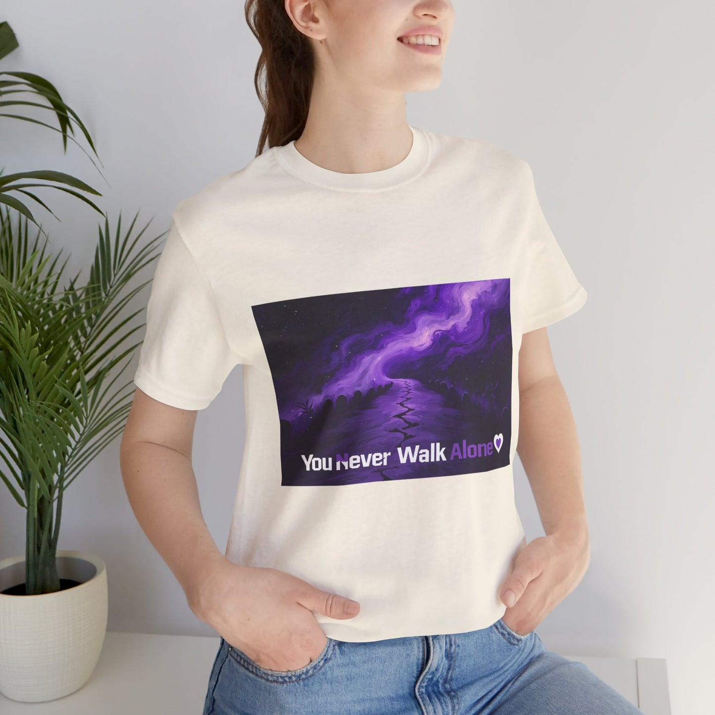 You Never Walk Alone Tee — Purple Night Stairway Graphic T‑Shirt